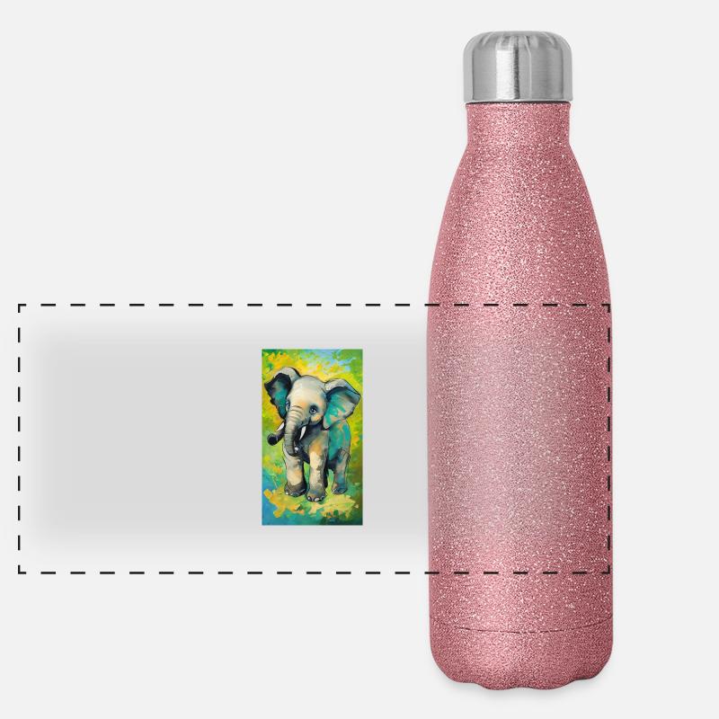 Elephant Painting Elefant Afrika Gemälde Kunst Panorama Glitzer Isolierflasche 500 ml