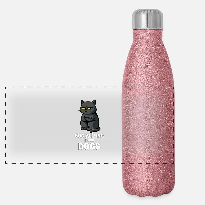 La socialisation est pour les chiens – Humeur de chat antisociale Gourde isotherme panoramique pailletée 500 ml