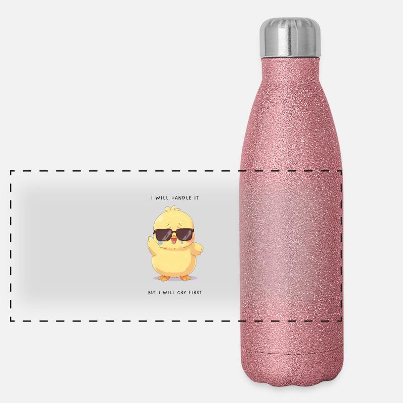 I Will Handle It – Crying Chick mit Brille Panorama Glitzer Isolierflasche 500 ml
