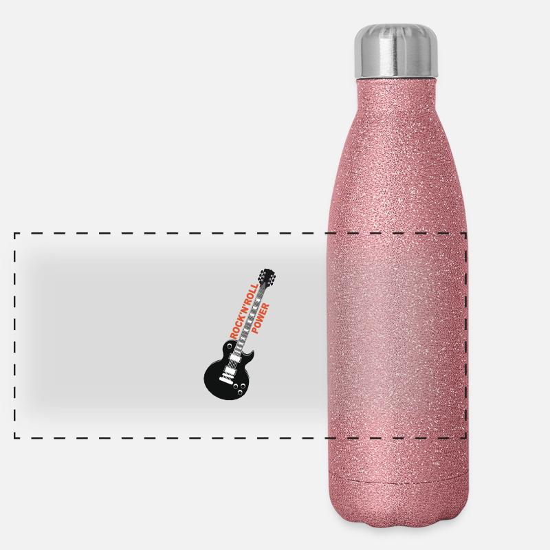 rock'n'roll_ guitar 2 Panorama Glitzer Isolierflasche 500 ml