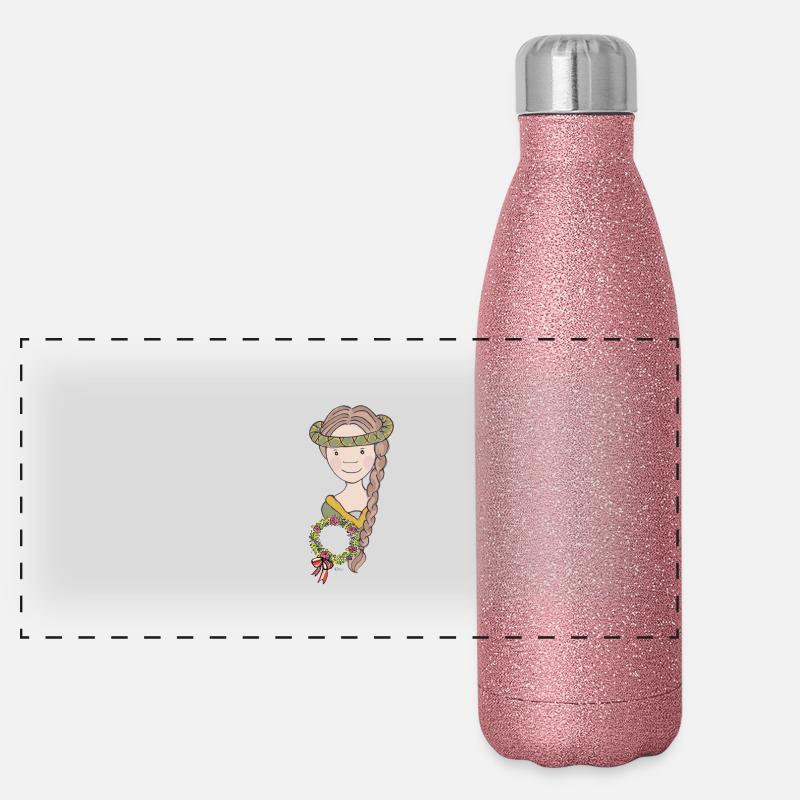 Mittelalter Mädchen Panorama Glitzer Isolierflasche 500 ml