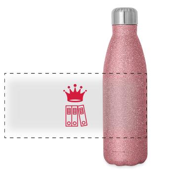 Archiviste / Archives / Travail / Métier / Job - Gourde isotherme panoramique pailletée 500 ml - paillettes roses - Devant