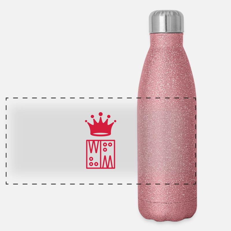 Backgammon Game Spiel Jeu Gamer Play Panoramic Glitter Thermal Bottle 500 ml