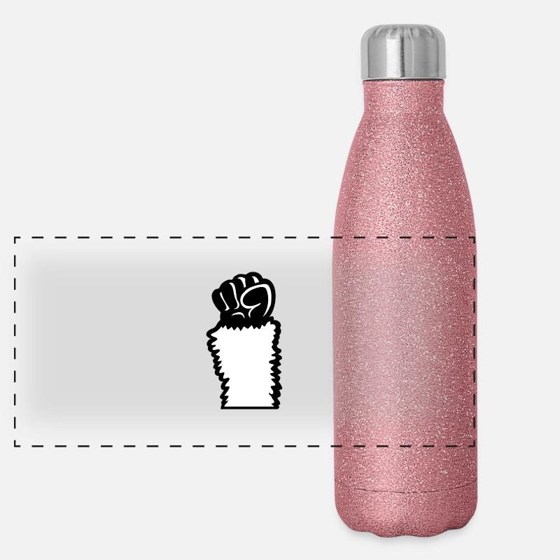 Llama Fist Stretching Up Hairy Monkey Rebellion Hand Panoramic Glitter Thermal Bottle 500 ml