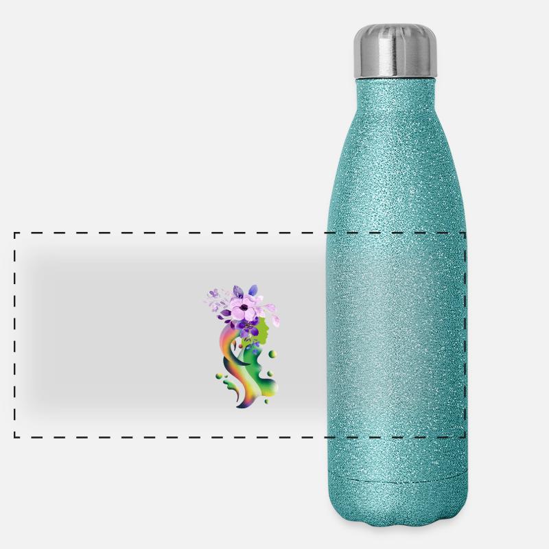 Ein Mädchen mit Blumen Schwebendes Mädchen Panorama Glitzer Isolierflasche 500 ml