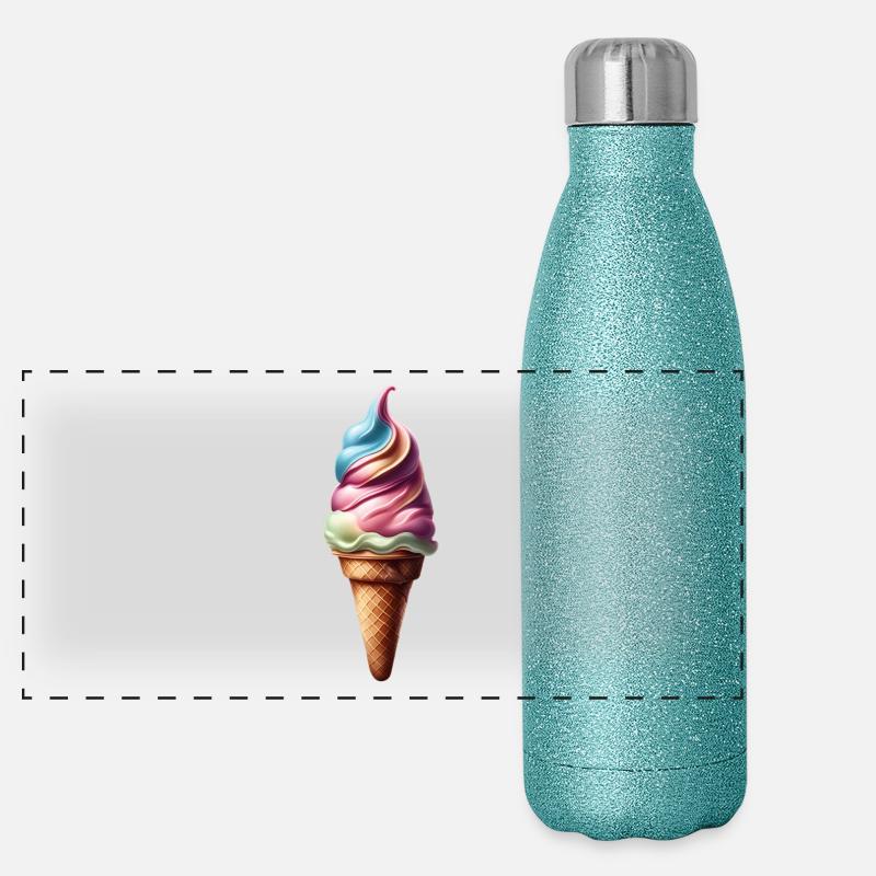 Leckere bunte Eiswaffel Panorama Glitzer Isolierflasche 500 ml
