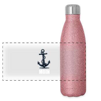 Moin Anker - Panorama Glitzer Isolierflasche 500 ml - Pink Glitzer - Vorne
