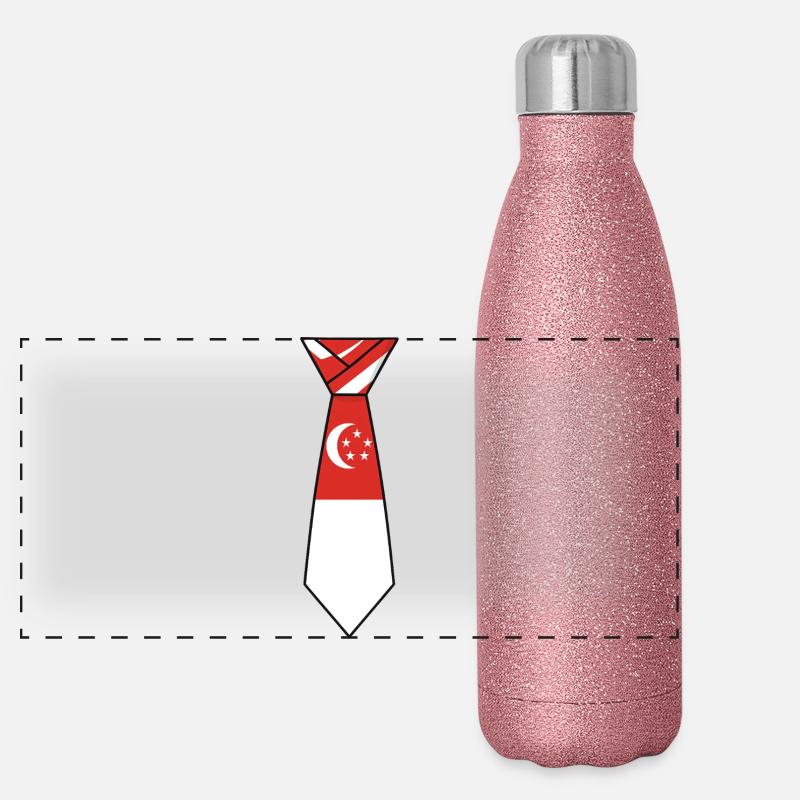 Singapore Tie – Flag Design Panoramic Glitter Thermal Bottle 500 ml