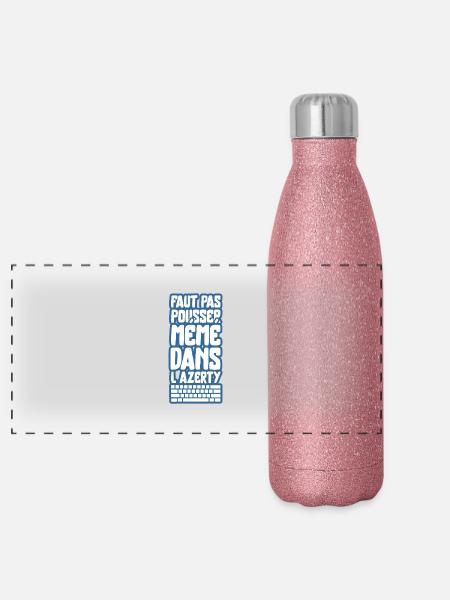mémé dans l'azerty t-shirt geek - Gourde isotherme panoramique pailletée 500 ml - paillettes roses - Devant