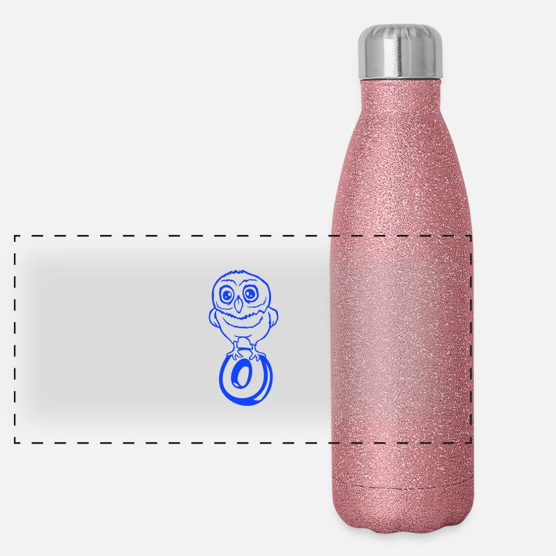 Eule Buchstabe O Owl Englisch ABC lernen Vogel Uhu Panorama Glitzer Isolierflasche 500 ml