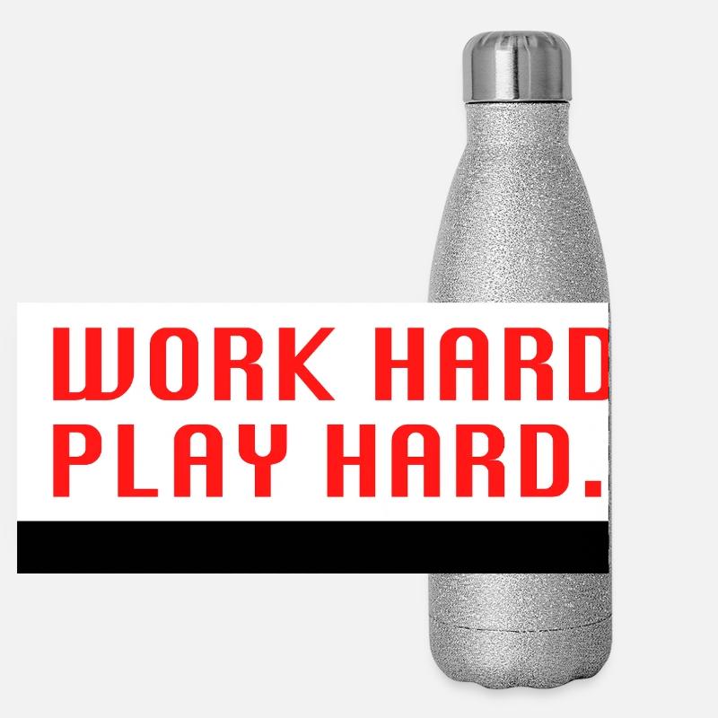 Work Hard. Play Hard. (Red) Panoramic Glitter Thermal Bottle 500 ml