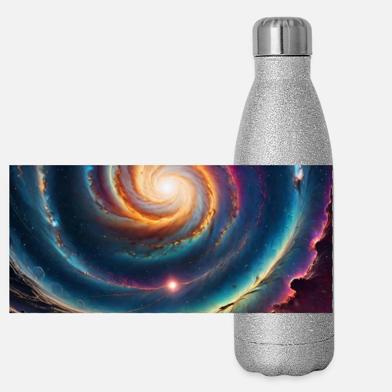 Galaktisches Wunder Panorama Glitzer Isolierflasche 500 ml