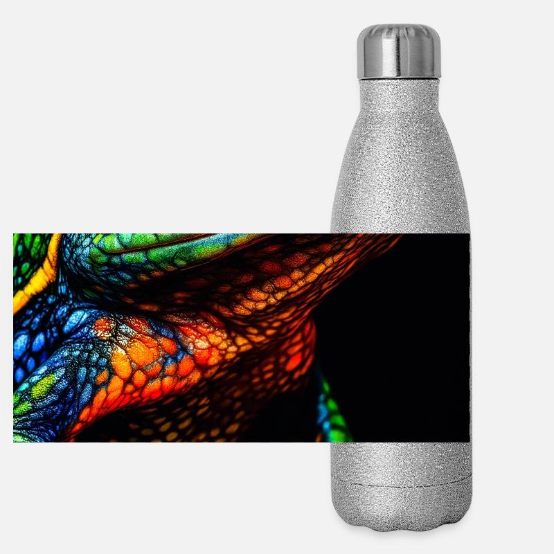 Lebendige Regenbogen-Laubfrosch-Illustration Panorama Glitzer Isolierflasche 500 ml