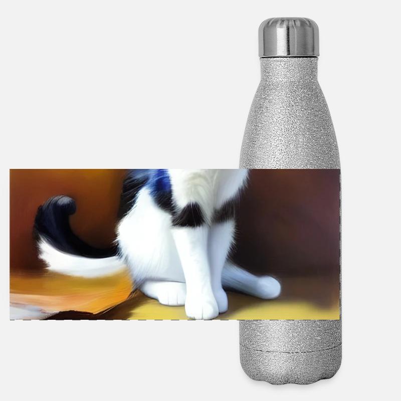 Cat Image Panoramic Glitter Thermal Bottle 500 ml