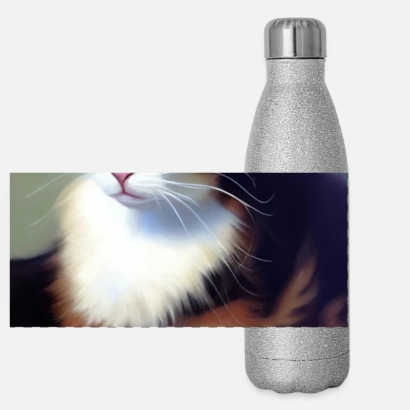 Katzen Bild Panorama Glitzer Isolierflasche 500 ml