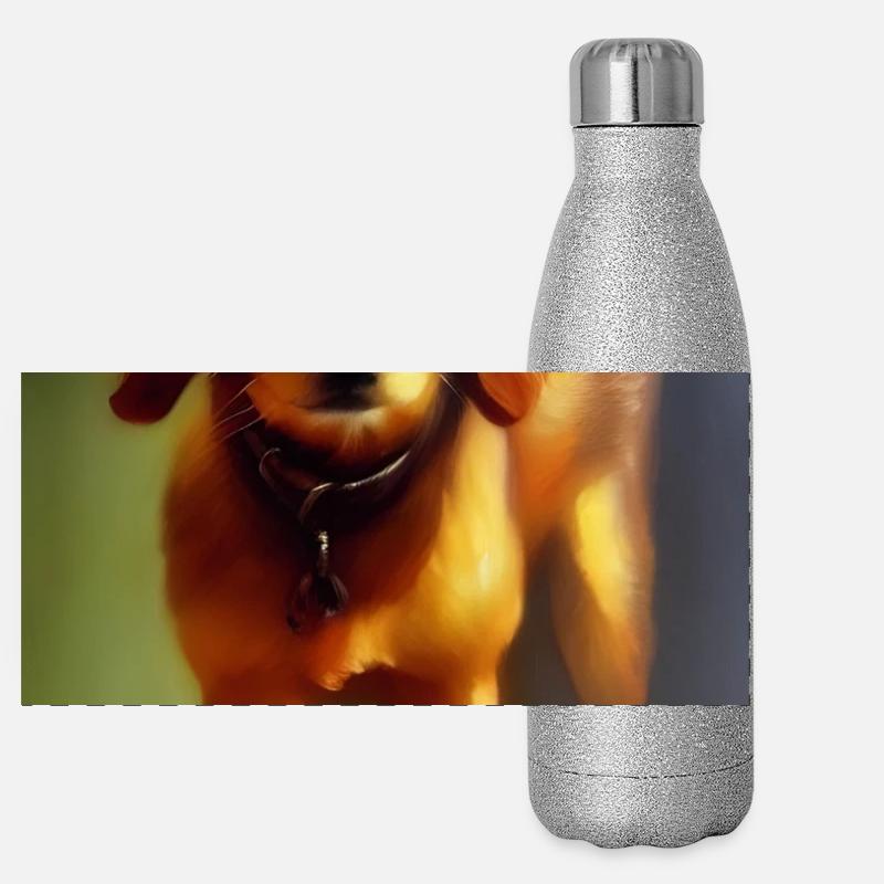 Hunde Bild Panorama Glitzer Isolierflasche 500 ml