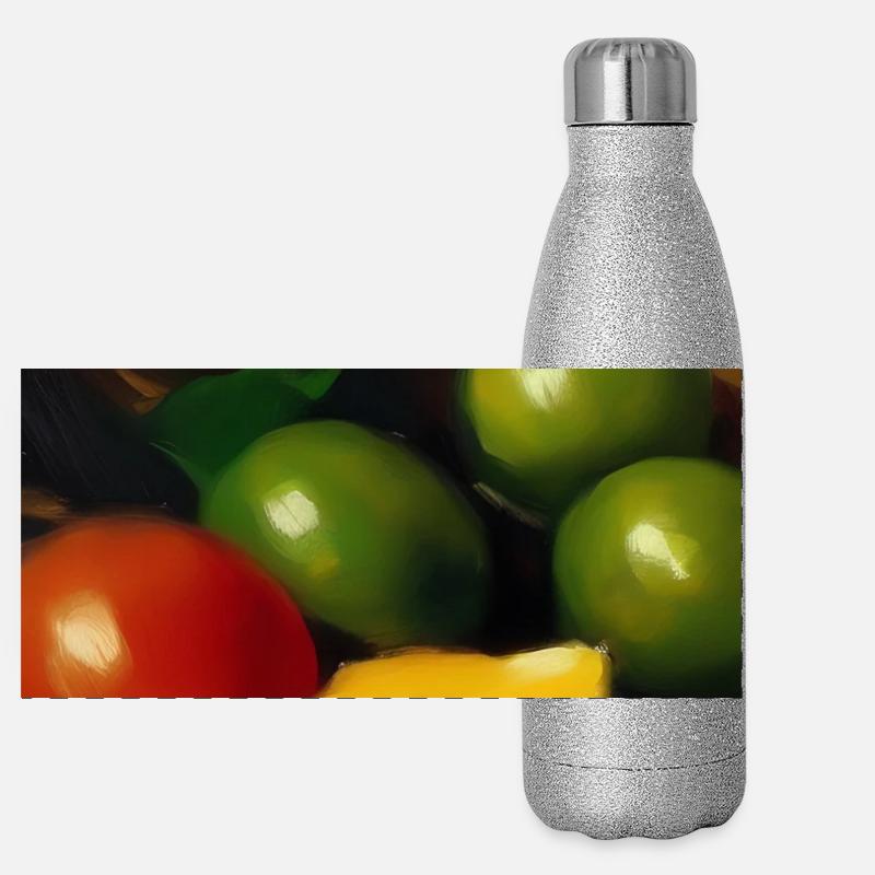 Gesunde Früchte Panorama Glitzer Isolierflasche 500 ml