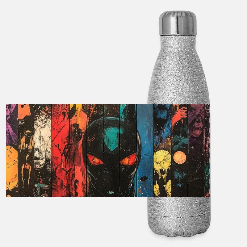 Colored Skull Panel Art Panoramic Glitter Thermal Bottle 500 ml