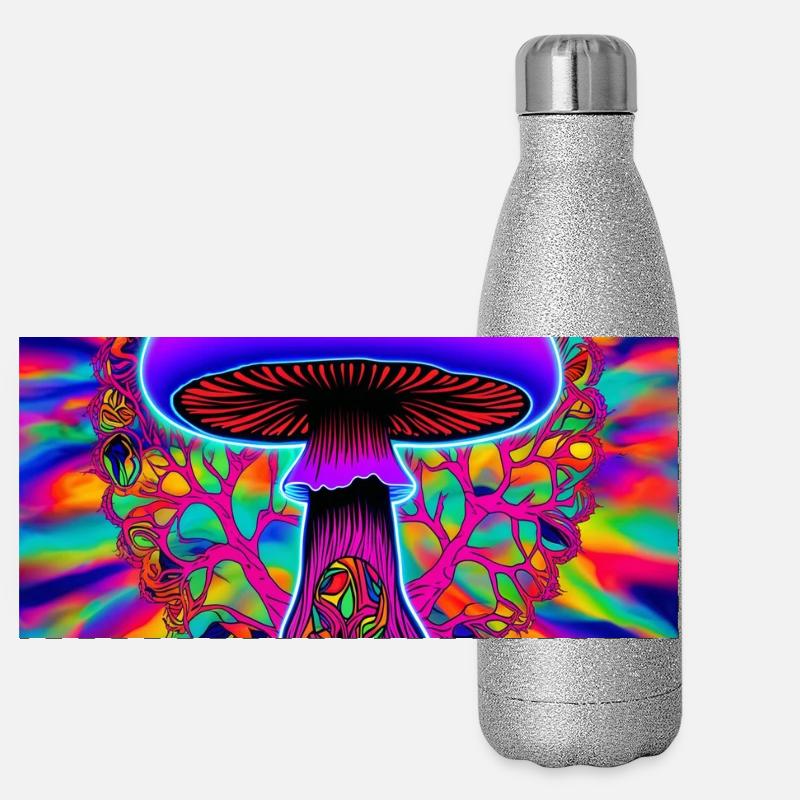 Psychedelic Mushroom Panoramic Glitter Thermal Bottle 500 ml