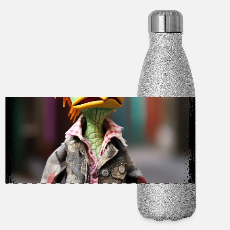 Expressive slapstick duck character doll punk Panoramic Glitter Thermal Bottle 500 ml