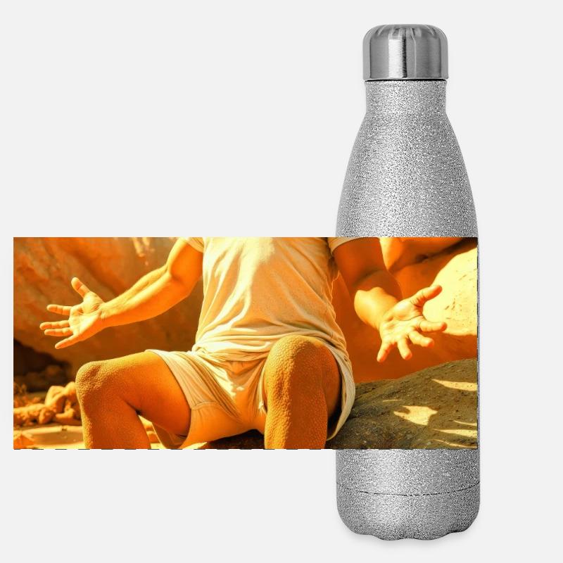 Iguane humanoïde au soleil Gourde isotherme panoramique pailletée 500 ml