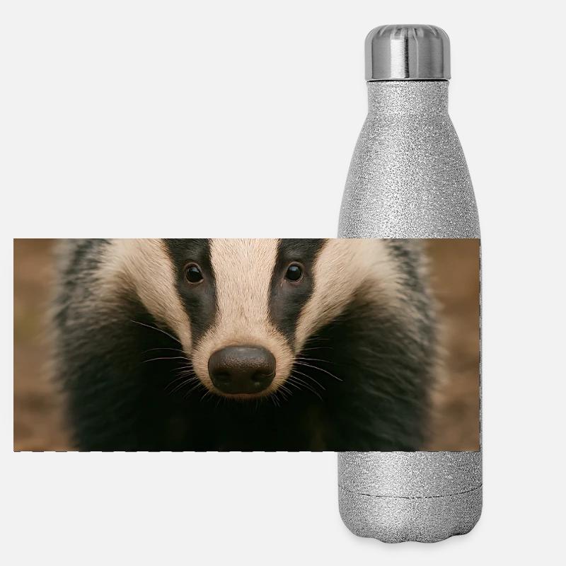 Focus sur le blaireau Gourde isotherme panoramique pailletée 500 ml