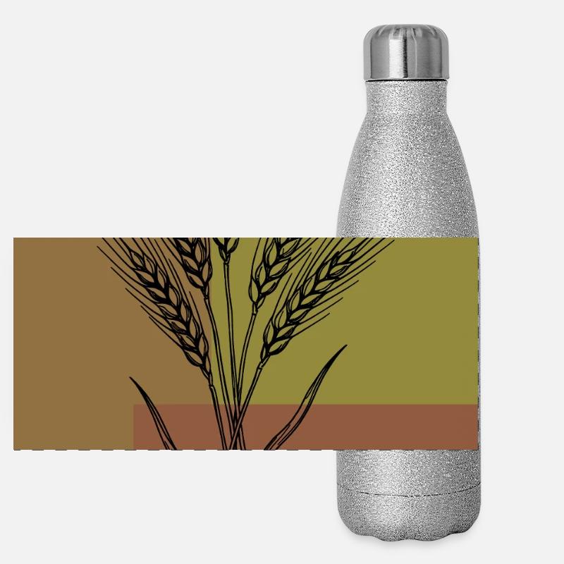 Art de lignes Wheat Ears – Design botanique Gourde isotherme panoramique pailletée 500 ml