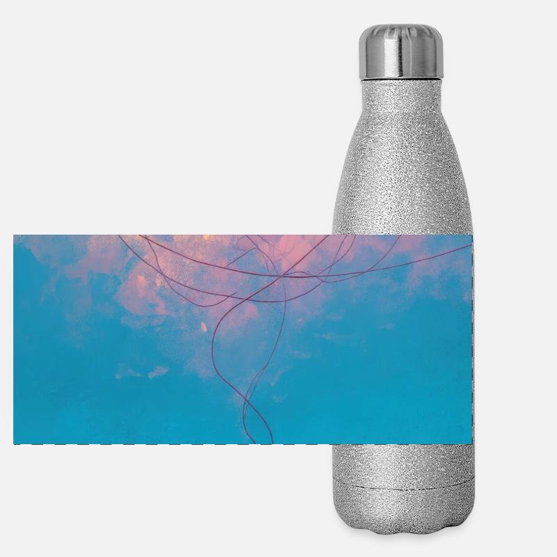 Sky Wires und zwei Figuren Panorama Glitzer Isolierflasche 500 ml
