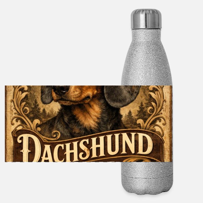 Stolzer Dachshund Besitzer Vintage Dackel Halter Panorama Glitzer Isolierflasche 500 ml