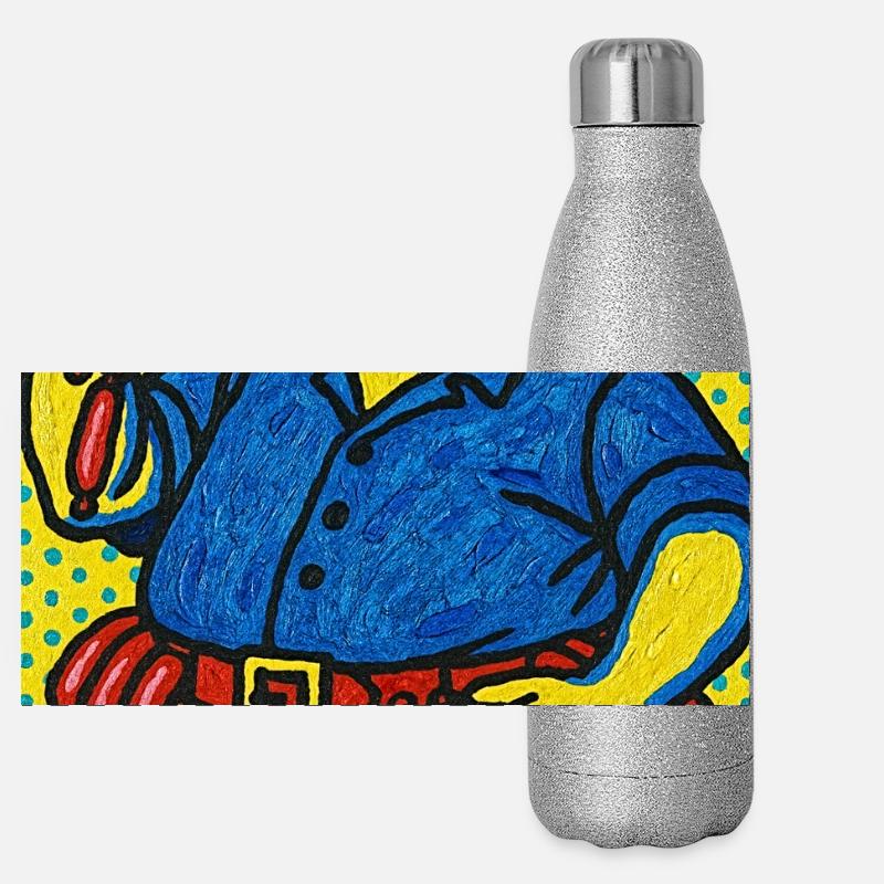 Wurstmann in Pop Art Style Panoramic Glitter Thermal Bottle 500 ml