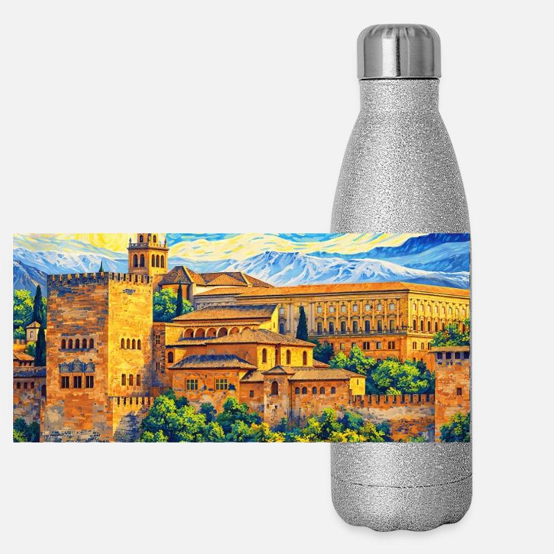 Granada Spain Panorama Glitzer Isolierflasche 500 ml