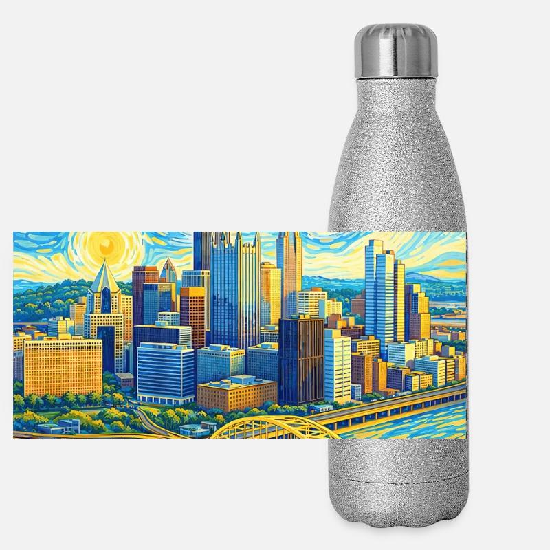 Pittsburgh, Pennsylvanie Gourde isotherme panoramique pailletée 500 ml