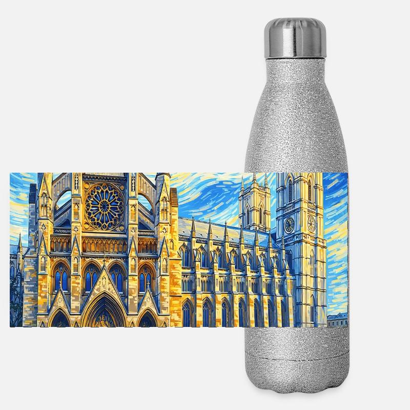 Style Nuit étoilée de l’abbaye de Westminster Gourde isotherme panoramique pailletée 500 ml