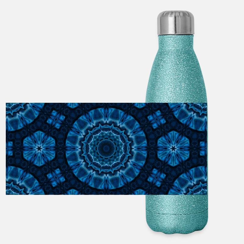 Azure Mandala Kaleidoscope Gourde isotherme panoramique pailletée 500 ml