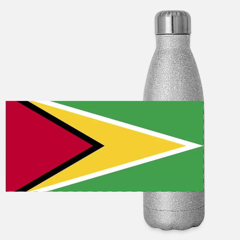 Drapeau national du Guyana Gourde isotherme panoramique pailletée 500 ml