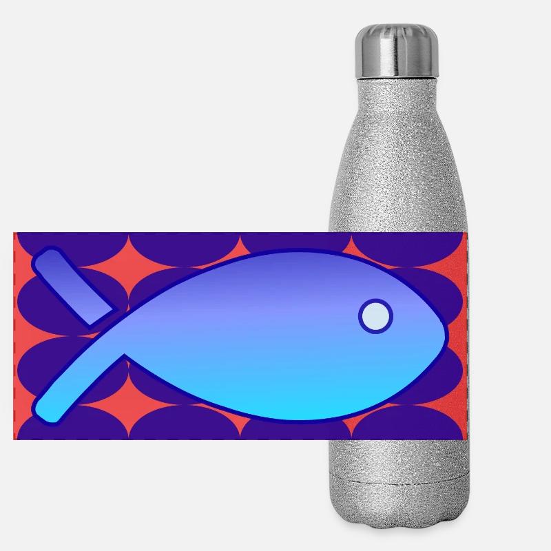 SARDINE. FISH. APRIL FOOL. EASTER. SEA Panoramic Glitter Thermal Bottle 500 ml