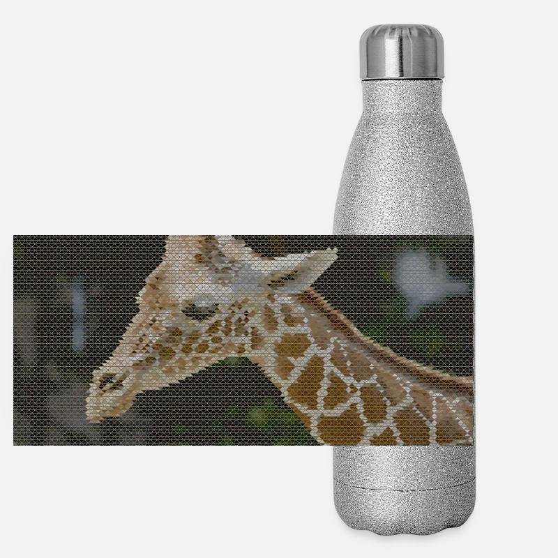 Giraffe mit Dreieckmuster Panorama Glitzer Isolierflasche 500 ml