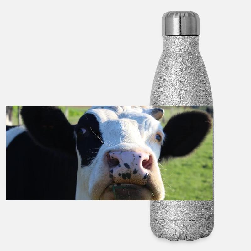 Affiche vache Gourde isotherme panoramique pailletée 500 ml