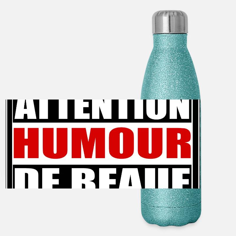 Attention humour de beauf Gourde isotherme panoramique pailletée 500 ml