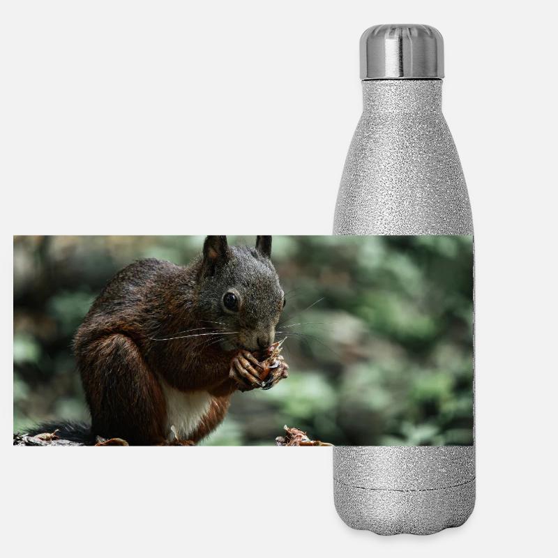 Kleine Pfoten, großer Hunger - Panorama Glitzer Isolierflasche 500 ml - Silber Glitzer