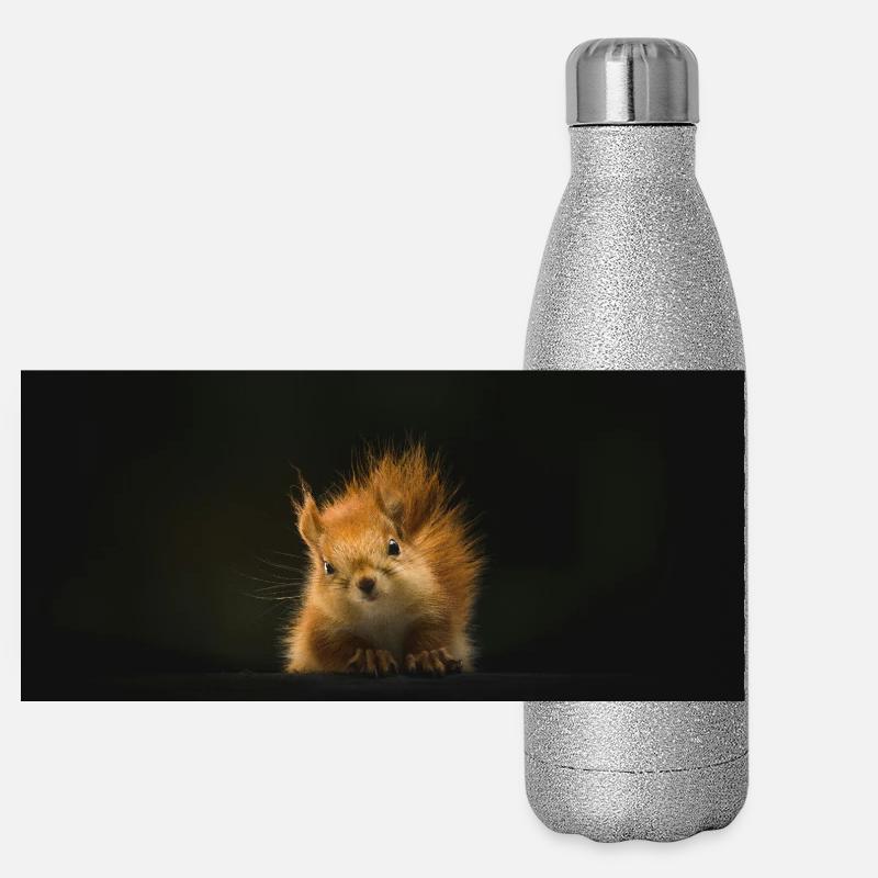 Flauschiges Eichhörnchen Lichtblick Panorama Glitzer Isolierflasche 500 ml