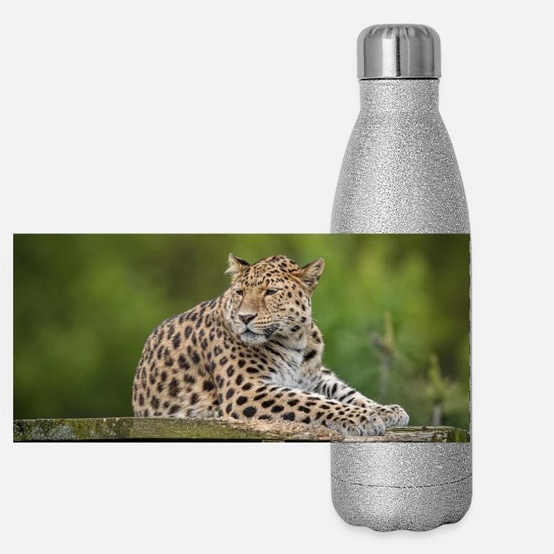 Leopard Panorama Glitzer Isolierflasche 500 ml