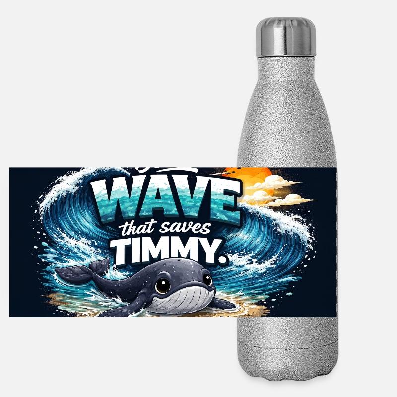 Timmy Wal Ostsee - Buckelwal Wismar Design Panorama Glitzer Isolierflasche 500 ml