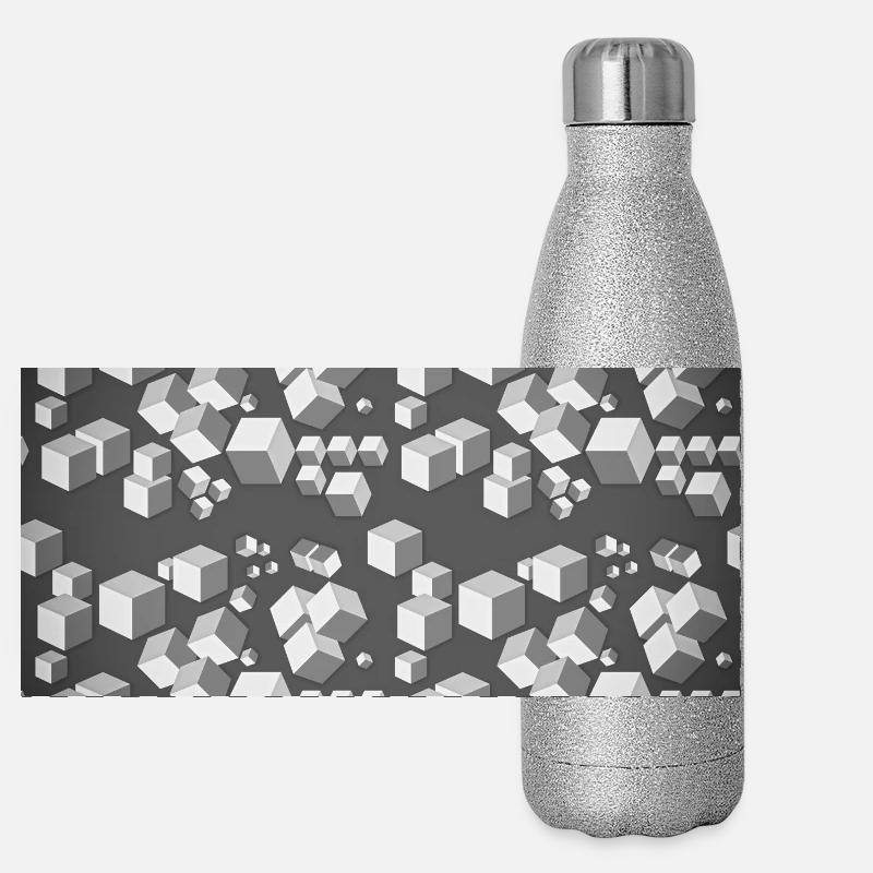 Deco pattern grey-white Panoramic Glitter Thermal Bottle 500 ml