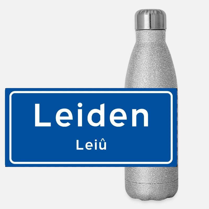 Leiden Ortsschild Panorama Glitzer Isolierflasche 500 ml