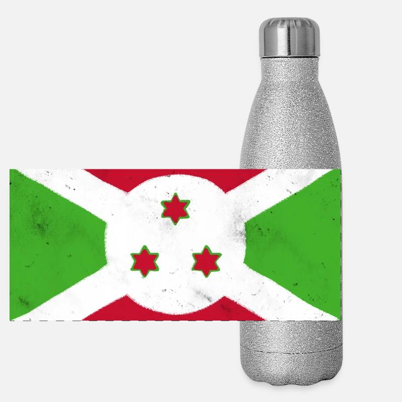 Flagge von Burundi Panorama Glitzer Isolierflasche 500 ml
