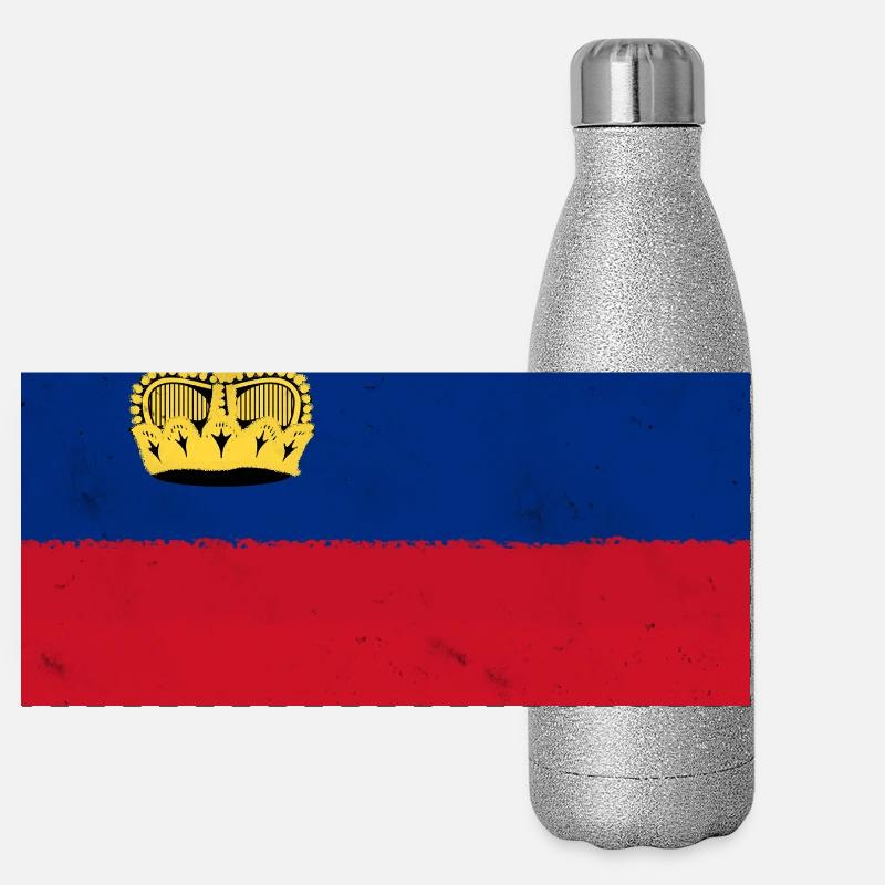 Drapeau du Liechtenstein Gourde isotherme panoramique pailletée 500 ml