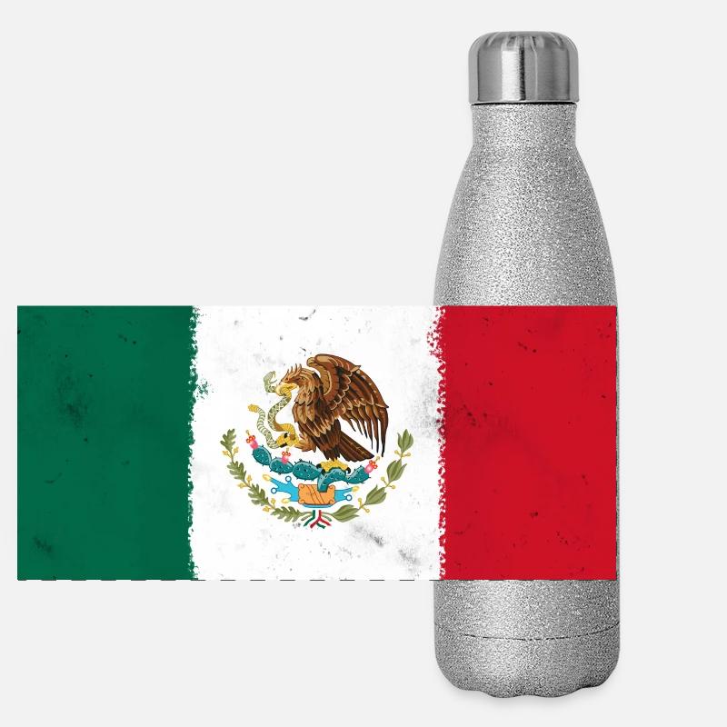 Flagge von Mexiko Panorama Glitzer Isolierflasche 500 ml