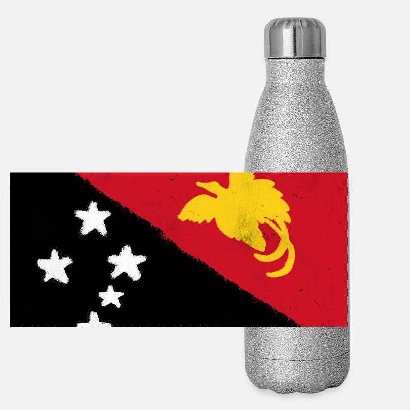 Drapeau de la Papouasie-Nouvelle-Guinée Gourde isotherme panoramique pailletée 500 ml