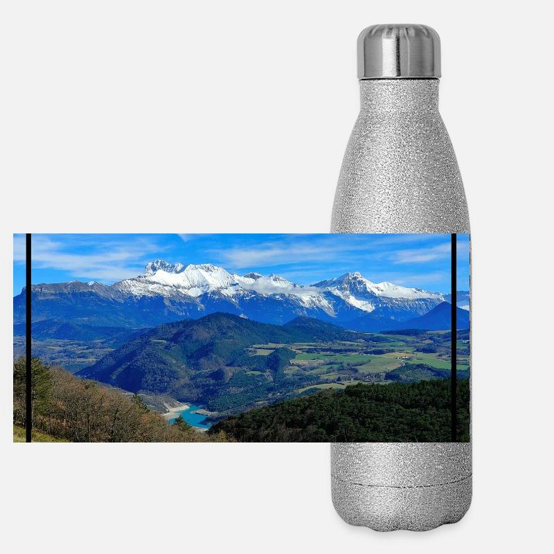 Der Monteynard-See 120323 Panorama Glitzer Isolierflasche 500 ml